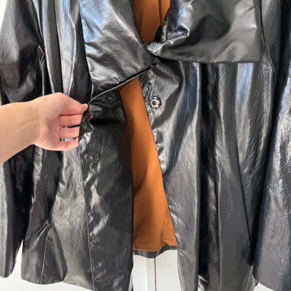 Jane Post for Saks Fifth Avenue Black Trench Rain Jacket Poncho Style - Picture 3 of 7